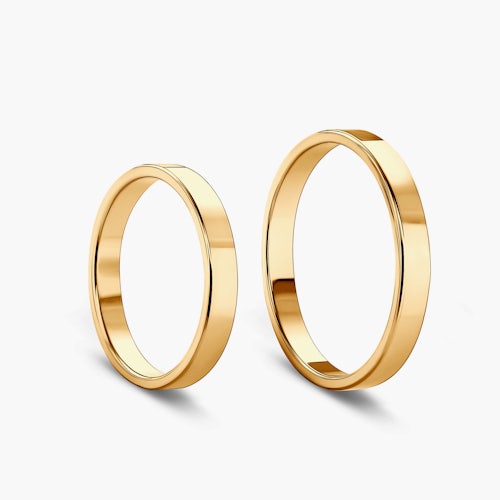 Obrączki ślubne: złote, płaskie, 3 mm